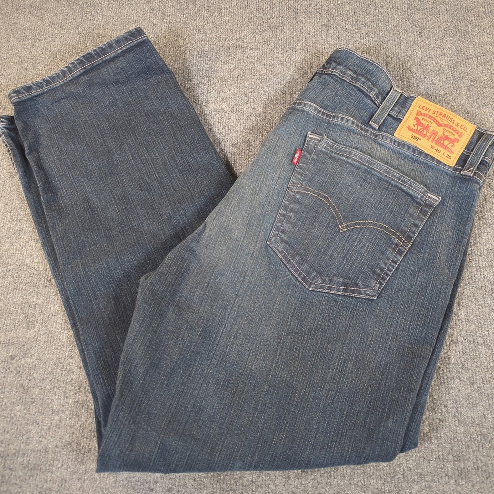 Levis 559 Relaxed Straight Jeans Mens 40x30 Blue Denim WaterLess 00559-0463